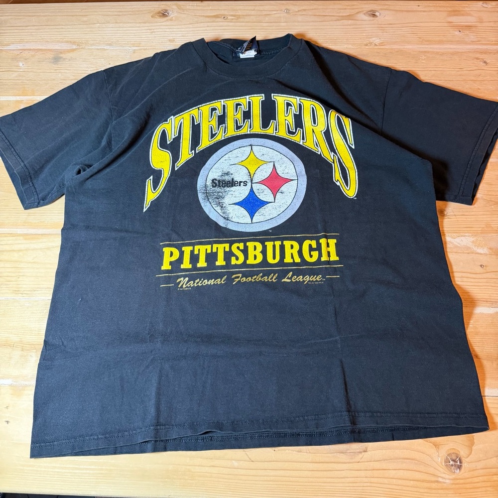 Vintage‎ Pittsburgh Steelers T Shirt Lee Sport NFL 1995 Black USA Made Size XL
